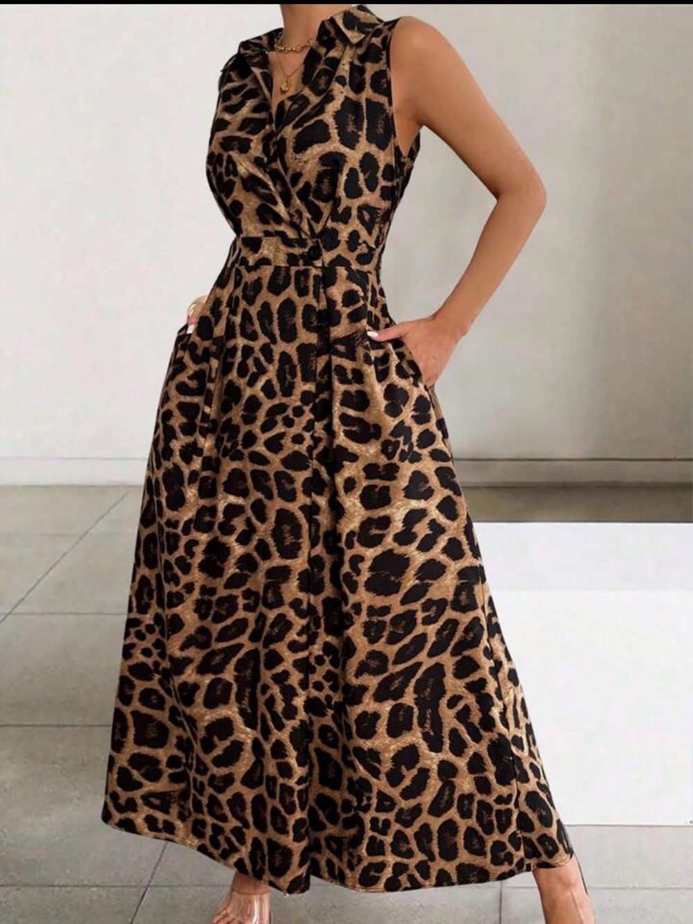 SHEIN Animal Leopard Print Dress Maxi